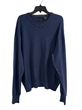 Madison Cotton Cashmere Blue Long Sleeve V-Neck Pullover Sweater Mens Size XL